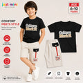 Jazl Mini Culture MarkR Co-Ord Set - Black T-Shirt & Cream Shorts for Kids (6-10 Years) | Premium Cotton Casual Wear