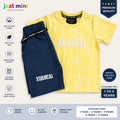 DeeKidz Lightning Co-Ord Set - Bright Yellow T-Shirt & Navy Denim Shorts for Toddlers (1-5 Years) | Premium Soft Cotton
