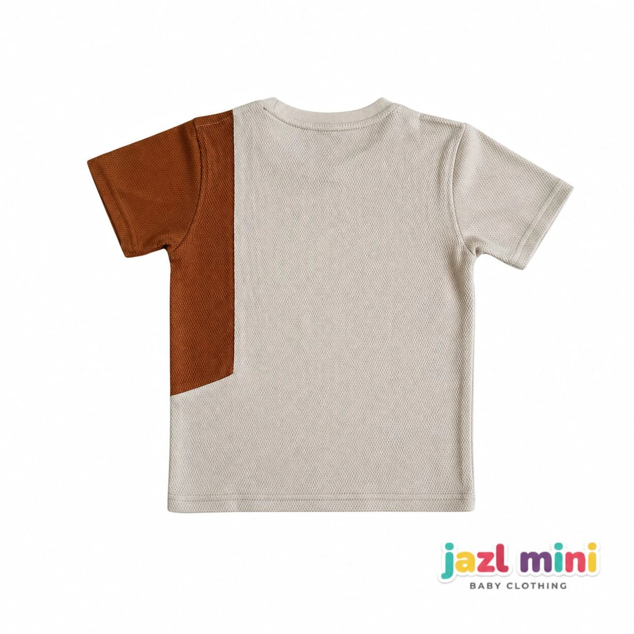 Cream & Rust Side-Panel Waffle Knit T-Shirt | Kids 6-10 Years | Jazl Mini