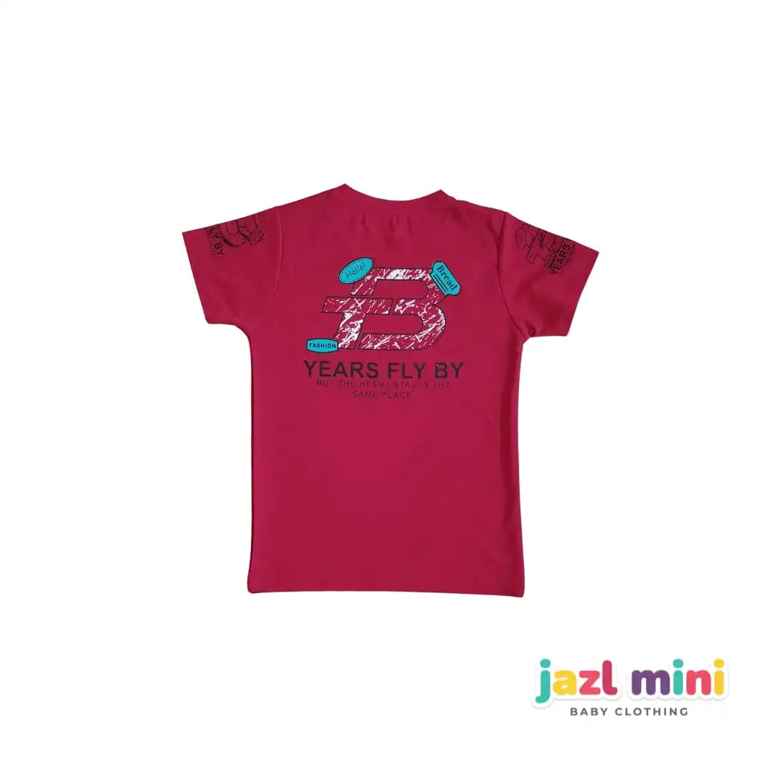 Magenta "Years Fly By" Statement Graphic T-Shirt | Kids 6-10 Years | Jazl Mini