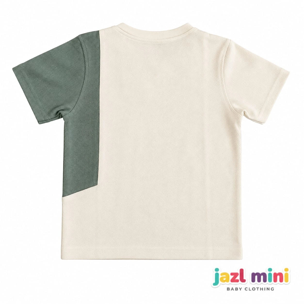 Cream & Sage Side-Stripe Waffle Knit T-Shirt | Kids 6-10 Years | Jazl Mini