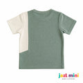 Sage & Cream Side-Stripe Waffle Knit T-Shirt | Kids 6-10 Years | Jazl Mini
