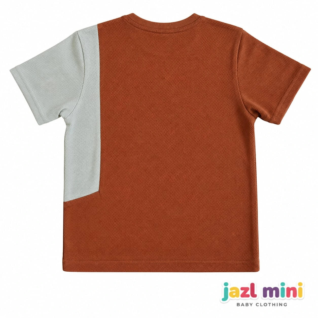 Rust & Sage Side-Stripe Waffle Knit T-Shirt | Kids 6-10 Years | Jazl Mini