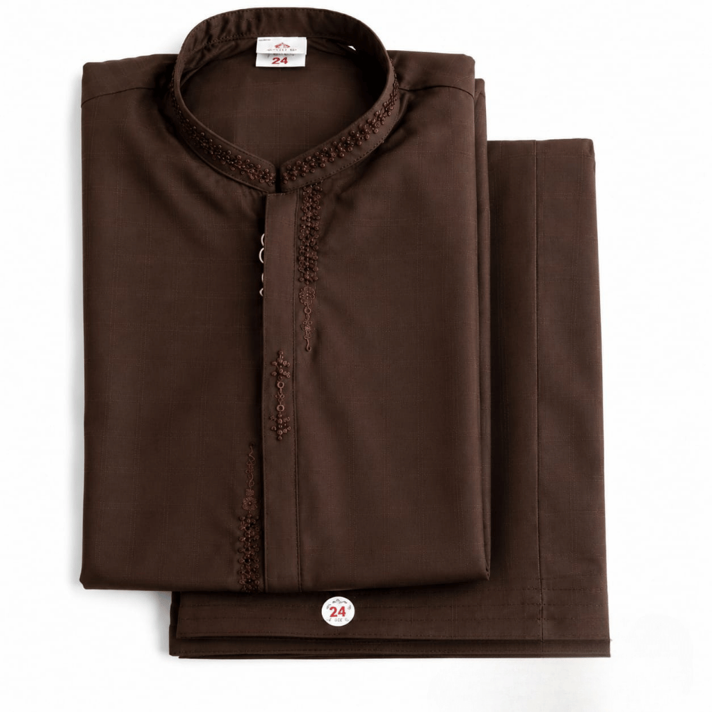 Premium Brown Kurta Set for Boys | Elegant Beaded Embroidered Traditional Wear (1-10 Years)